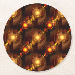 Gold Modern Boho Elegant Abstract Art Pattern #501 Round Paper Coaster