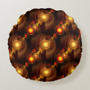Gold Modern Boho Elegant Abstract Art Pattern #501 Round Pillow