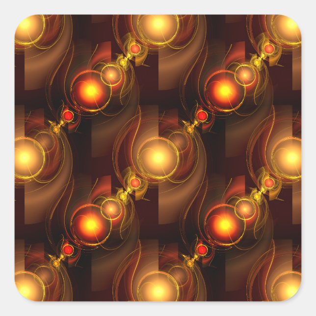 Gold Modern Boho Elegant Abstract Art Pattern #501 Square Sticker (Front)