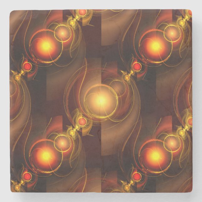 Gold Modern Boho Elegant Abstract Art Pattern #501 Stone Coaster (Front)