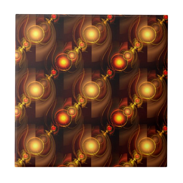 Gold Modern Boho Elegant Abstract Art Pattern #501 Tile (Front)