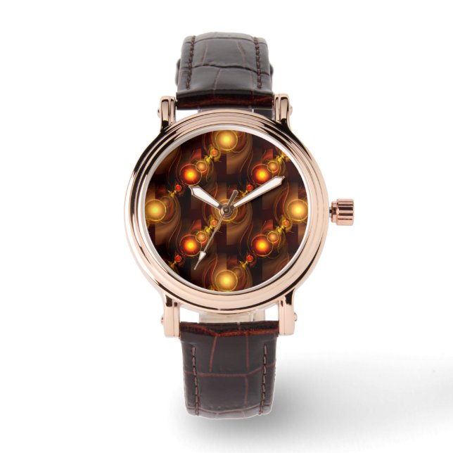 Gold Modern Boho Elegant Abstract Art Pattern #501 Watch (Front)
