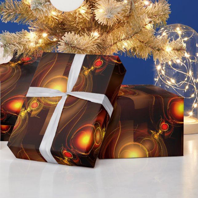 Gold Modern Boho Elegant Abstract Art Pattern #501 Wrapping Paper (Holidays)