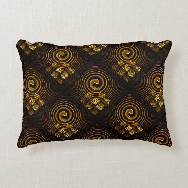 Gold Modern Boho Elegant Abstract Art Pattern #502 Accent Pillow (Front)