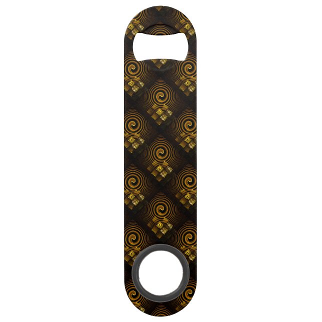 Gold Modern Boho Elegant Abstract Art Pattern #502 Bar Key (Front)