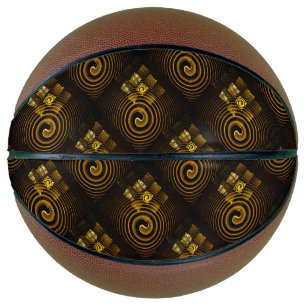 Gold Modern Boho Elegant Abstract Art Pattern #502 Basketball