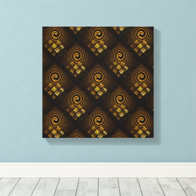 Gold Modern Boho Elegant Abstract Art Pattern #502 Canvas Print (Insitu(Wood Floor))