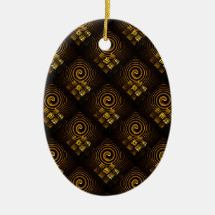 Gold Modern Boho Elegant Abstract Art Pattern #502 Ceramic Ornament