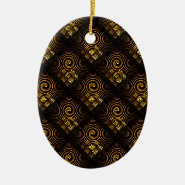 Gold Modern Boho Elegant Abstract Art Pattern #502 Ceramic Ornament (Front)