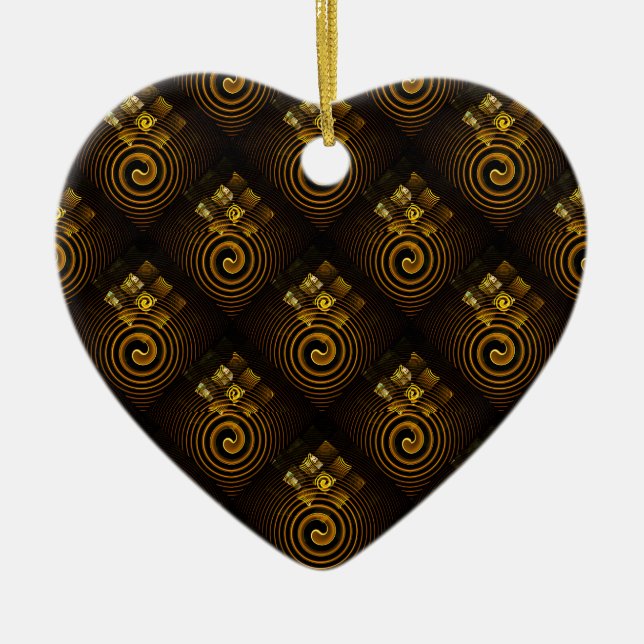 Gold Modern Boho Elegant Abstract Art Pattern #502 Ceramic Ornament (Front)
