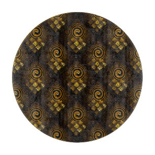 Gold Modern Boho Elegant Abstract Art Pattern #502 Cutting Board