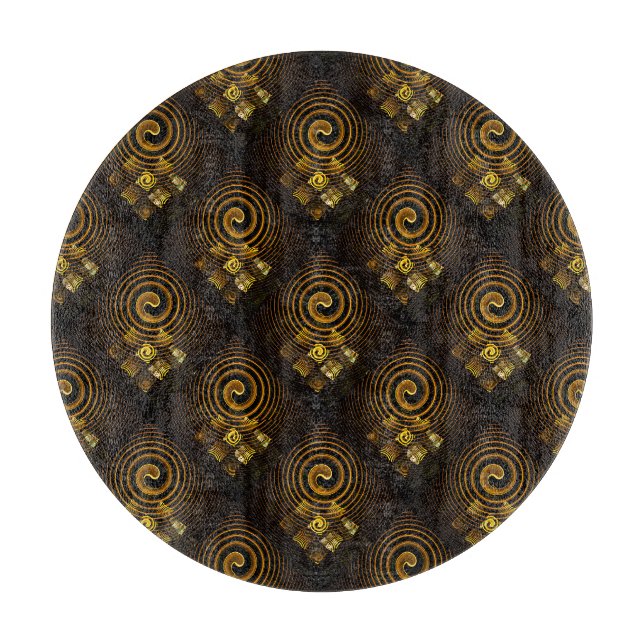 Gold Modern Boho Elegant Abstract Art Pattern #502 Cutting Board (Front)