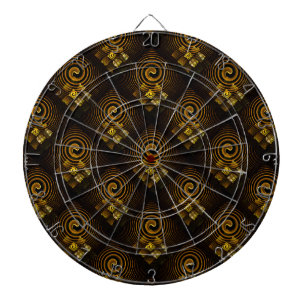 Gold Modern Boho Elegant Abstract Art Pattern #502 Dartboard