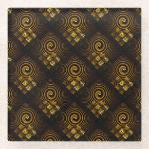 Gold Modern Boho Elegant Abstract Art Pattern #502 Glass Coaster