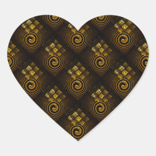 Gold Modern Boho Elegant Abstract Art Pattern #502 Heart Sticker