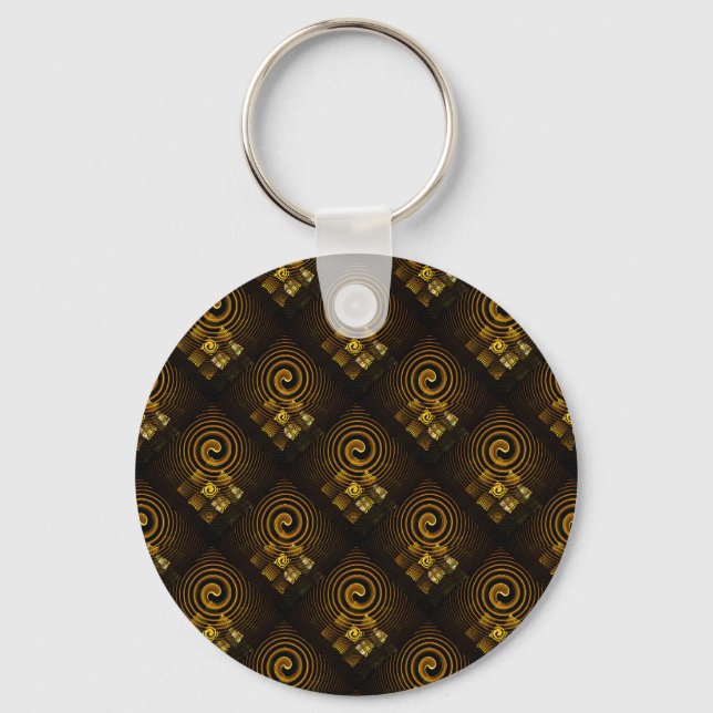 Gold Modern Boho Elegant Abstract Art Pattern #502 Keychain (Front)