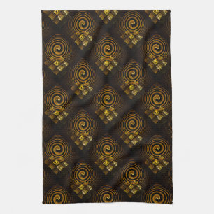 Gold Modern Boho Elegant Abstract Art Pattern #502 Kitchen Towel
