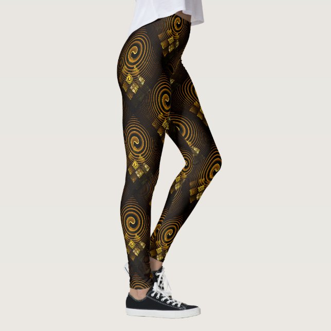 Gold Modern Boho Elegant Abstract Art Pattern #502 Leggings (Right)