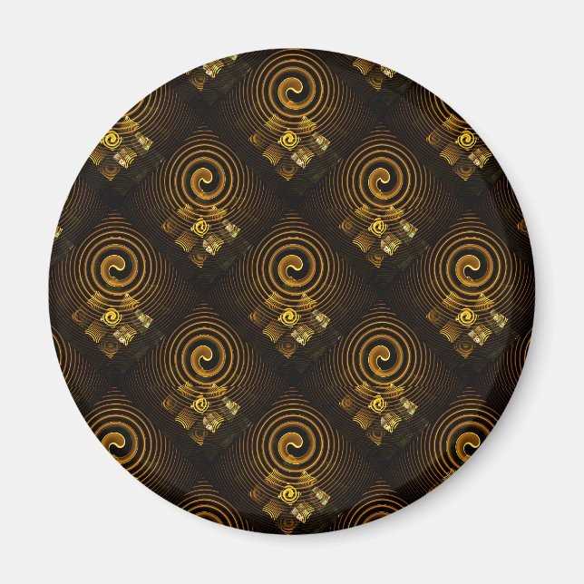Gold Modern Boho Elegant Abstract Art Pattern #502 Magnet (Front)