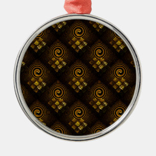 Gold Modern Boho Elegant Abstract Art Pattern #502 Metal Ornament