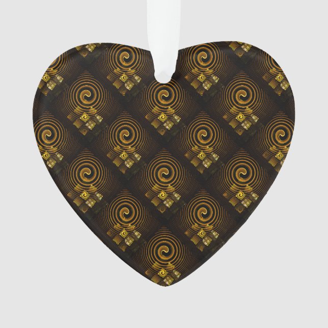 Gold Modern Boho Elegant Abstract Art Pattern #502 Ornament (Front)