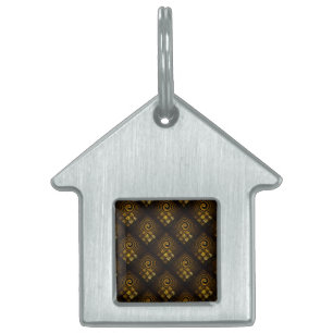 Gold Modern Boho Elegant Abstract Art Pattern #502 Pet ID Tag