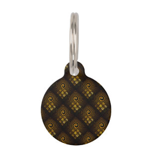 Gold Modern Boho Elegant Abstract Art Pattern #502 Pet Tag
