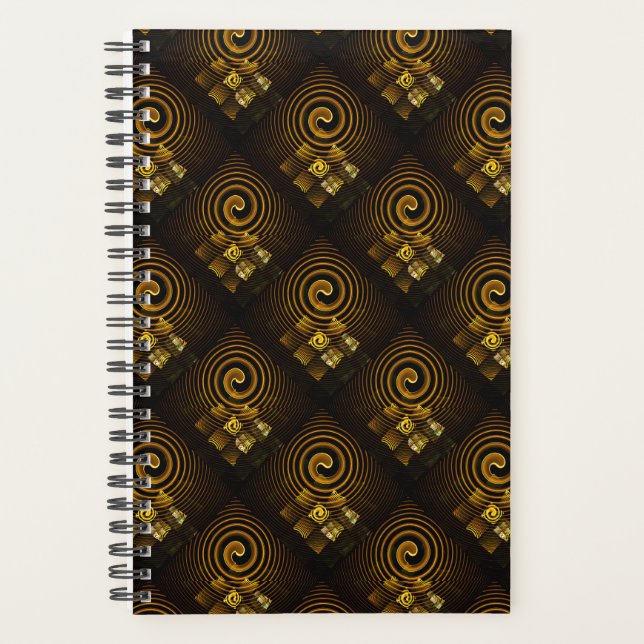 Gold Modern Boho Elegant Abstract Art Pattern #502 Planner (Front)