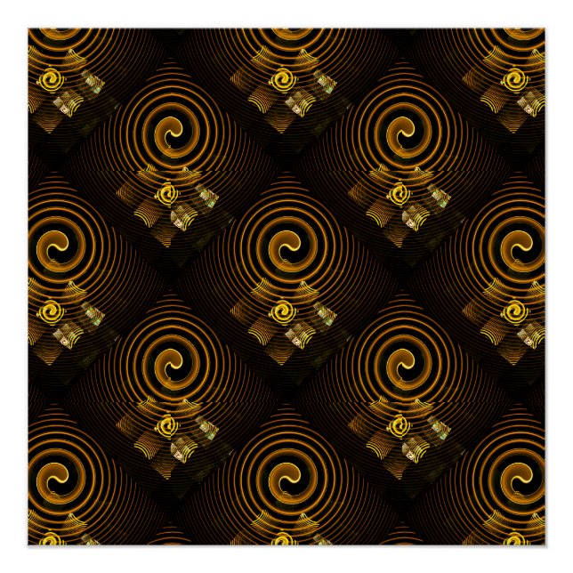 Gold Modern Boho Elegant Abstract Art Pattern #502 Poster (Front)