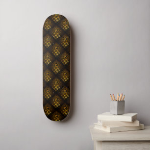 Gold Modern Boho Elegant Abstract Art Pattern #502 Skateboard