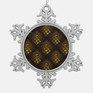 Gold Modern Boho Elegant Abstract Art Pattern #502 Snowflake Pewter Christmas Ornament