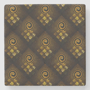 Gold Modern Boho Elegant Abstract Art Pattern #502 Stone Coaster