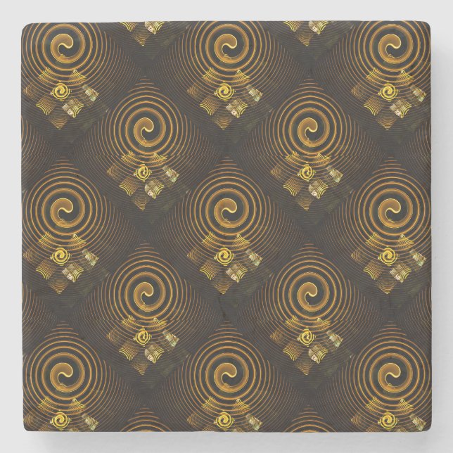 Gold Modern Boho Elegant Abstract Art Pattern #502 Stone Coaster (Front)