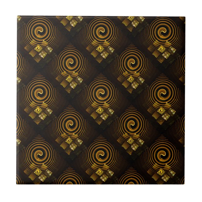 Gold Modern Boho Elegant Abstract Art Pattern #502 Tile (Front)