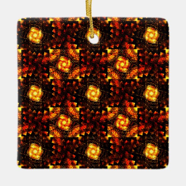 Gold Modern Boho Elegant Abstract Art Pattern #506 Ceramic Ornament (Front)