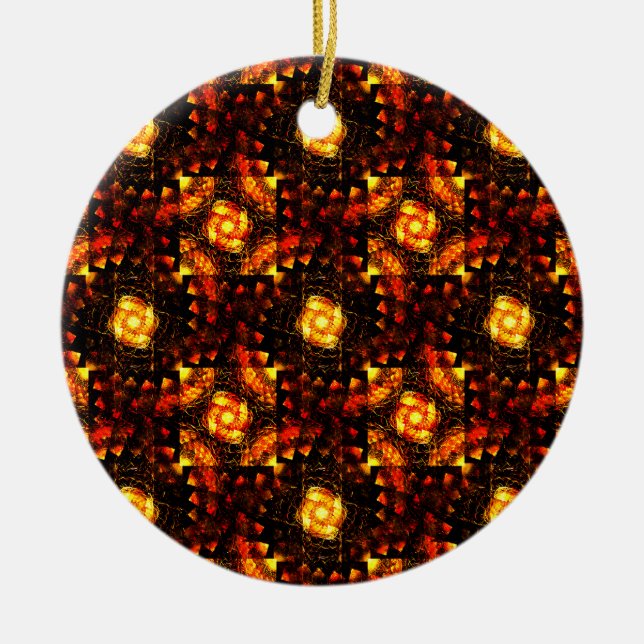 Gold Modern Boho Elegant Abstract Art Pattern #506 Ceramic Ornament (Front)