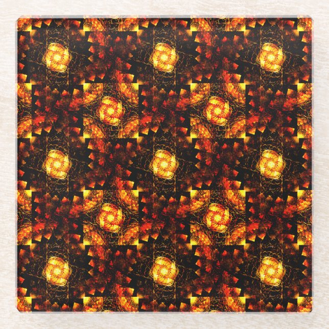 Gold Modern Boho Elegant Abstract Art Pattern #506 Glass Coaster (Front)