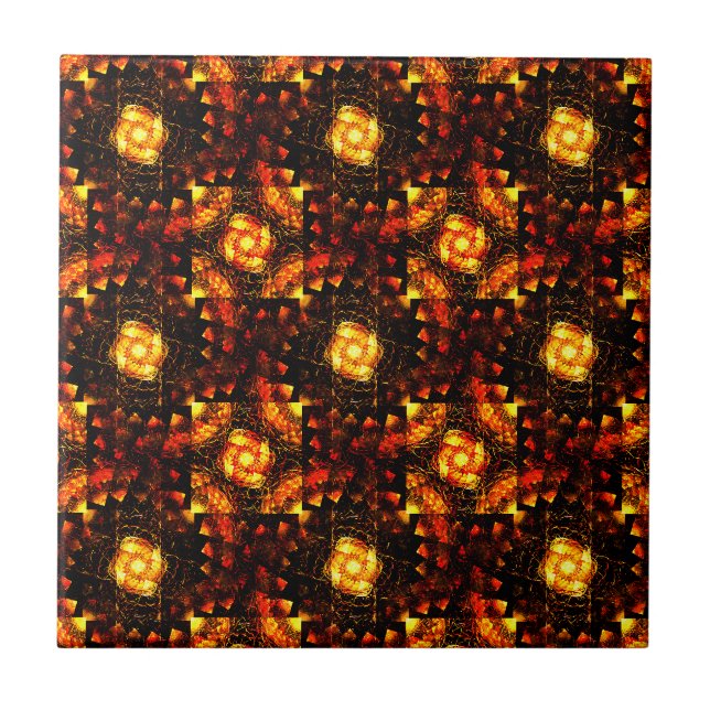 Gold Modern Boho Elegant Abstract Art Pattern #506 Tile (Front)