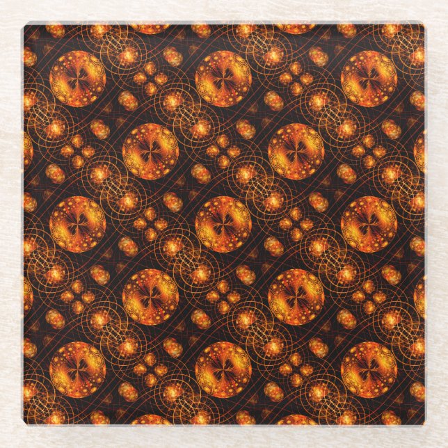 Gold Modern Boho Elegant Abstract Art Pattern #507 Glass Coaster (Front)