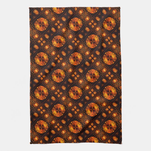 Gold Modern Boho Elegant Abstract Art Pattern #507 Kitchen Towel (Vertical)