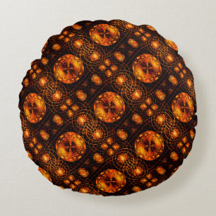 Gold Modern Boho Elegant Abstract Art Pattern #507 Round Pillow