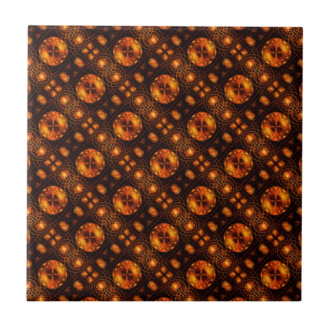 Gold Modern Boho Elegant Abstract Art Pattern #507 Tile (Front)