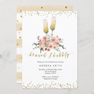 Gold Modern Brunch and Bubbly Bridal Shower Invitation