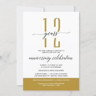 GOLD Modern Business Anniversary Party Celebration Invitation