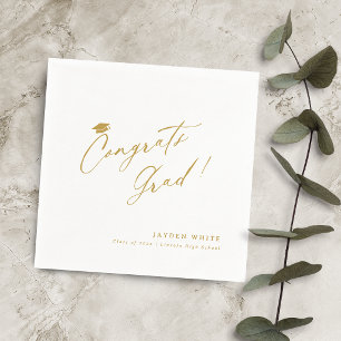Gold Modern Calligraphy Simple Congrats Graduate Napkin