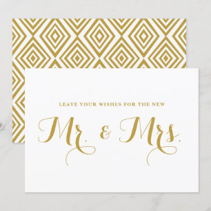 Gold Modern Calligraphy Wishes for Mr. & Mrs. Sign Invitation