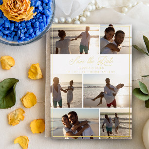 Gold Modern Chic Collage 6 Photos Couple Wedding