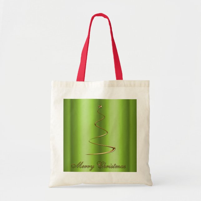 Gold Modern Christmas Tree Tote Bag (Front)