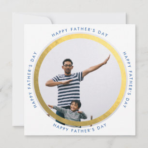 Gold Modern Circle Happy Father's Day Photo Announcement