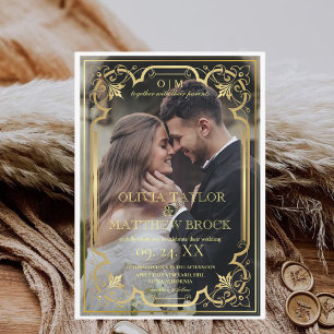  Gold Modern Classic Photo Wedding  Invitation